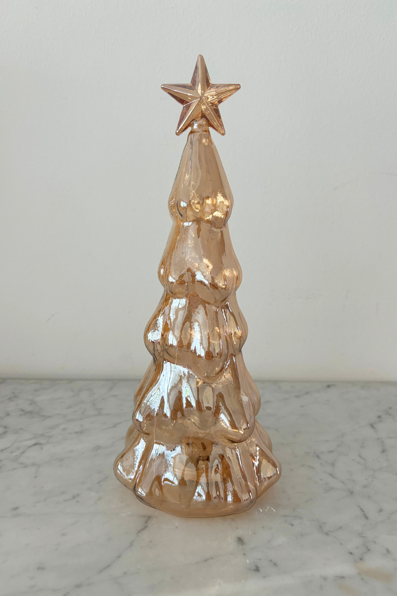 Rose Gold Glass Christmas Tree with LED lights