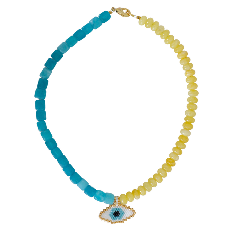Yellow & Blue Evil Eye Necklace
