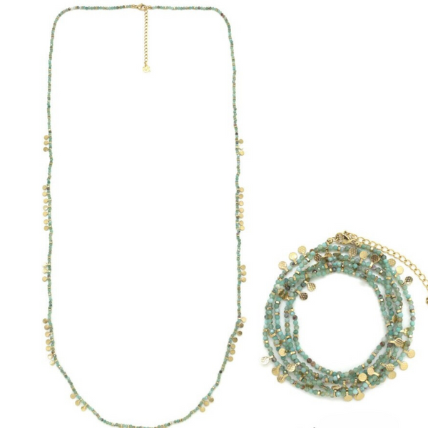 Double Chrysocolla Necklace - Mint Green