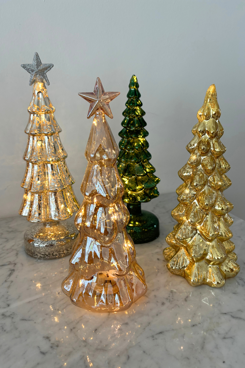 Golden Glass Christmas Tree with LED lights