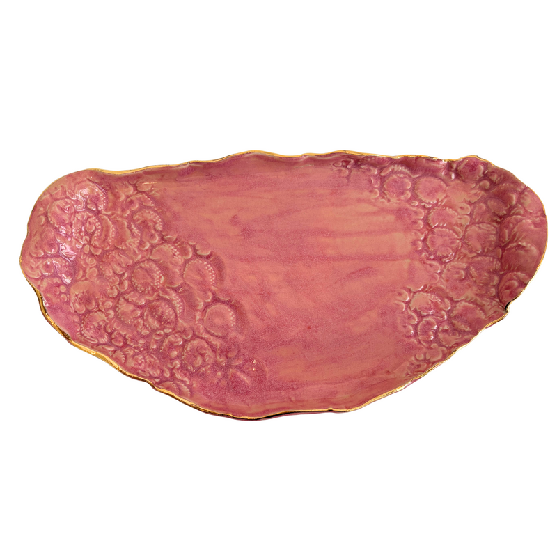 Pink Gold Rimmed Ceramic Plate