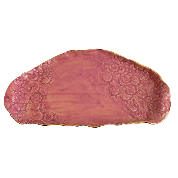 Pink Gold Rimmed Ceramic Plate