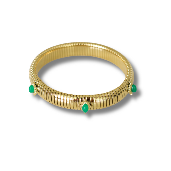 Cobra Bracelet with Semi Precious Stone (Green Agate- Half)