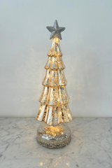 Silver Glass Christmas Tree with LED lights