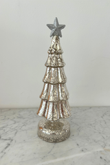 Silver Glass Christmas Tree with LED lights