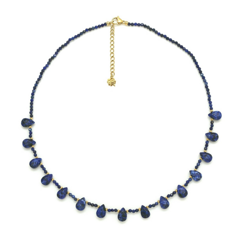 Multi Pearls drop Necklace - Lapis Blue