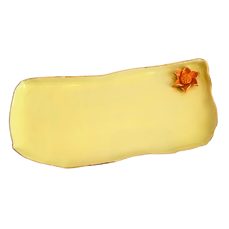 Yellow Platter with Flower