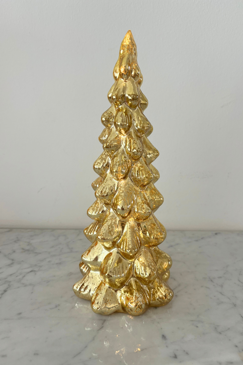 Golden Glass Christmas Tree with LED lights