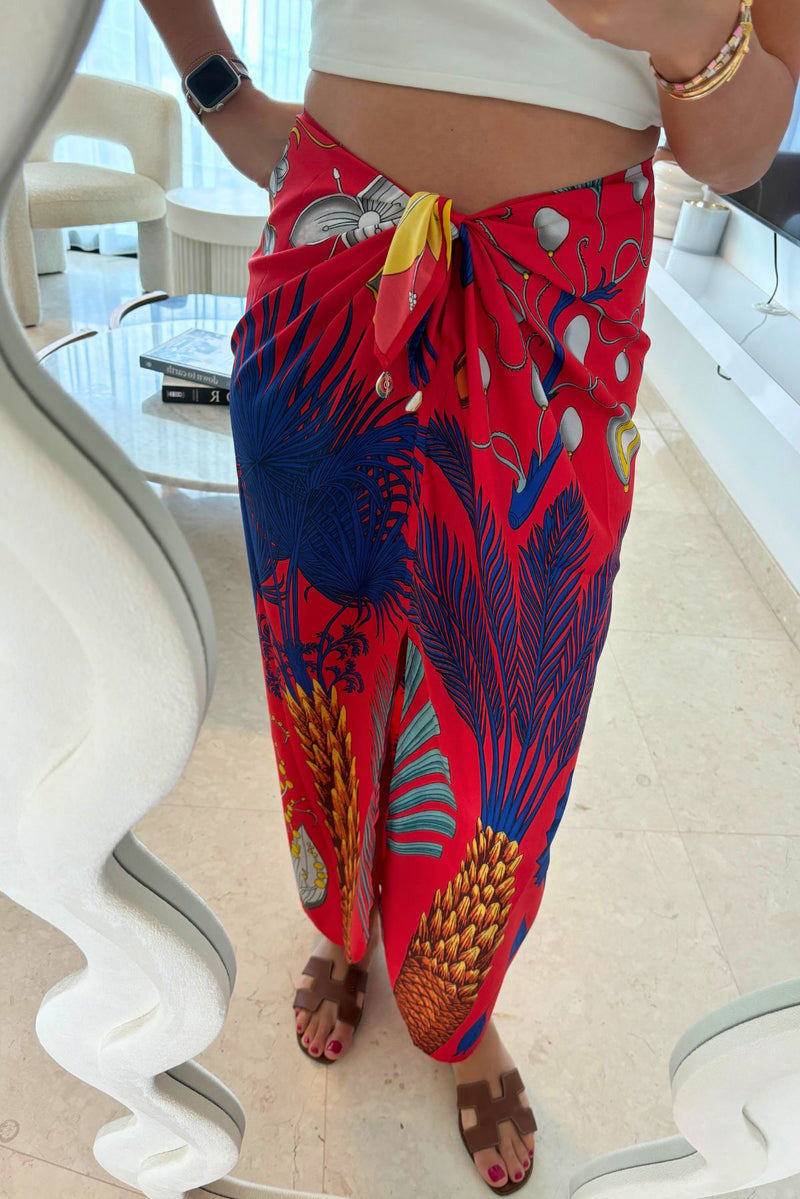 Stella Silk Wrap - Red Palm (What Women Want)