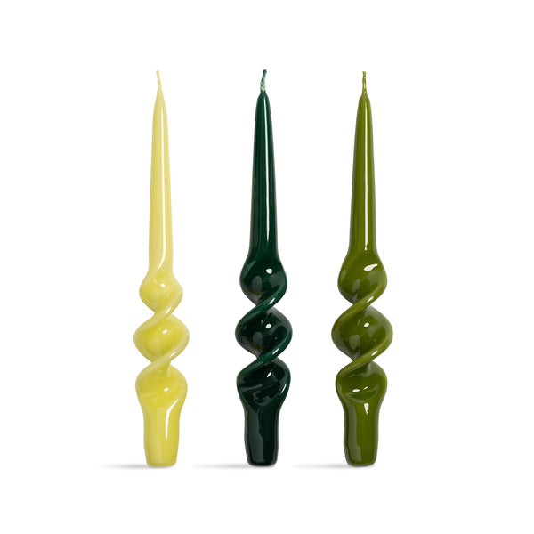 Green Twist Candle Set