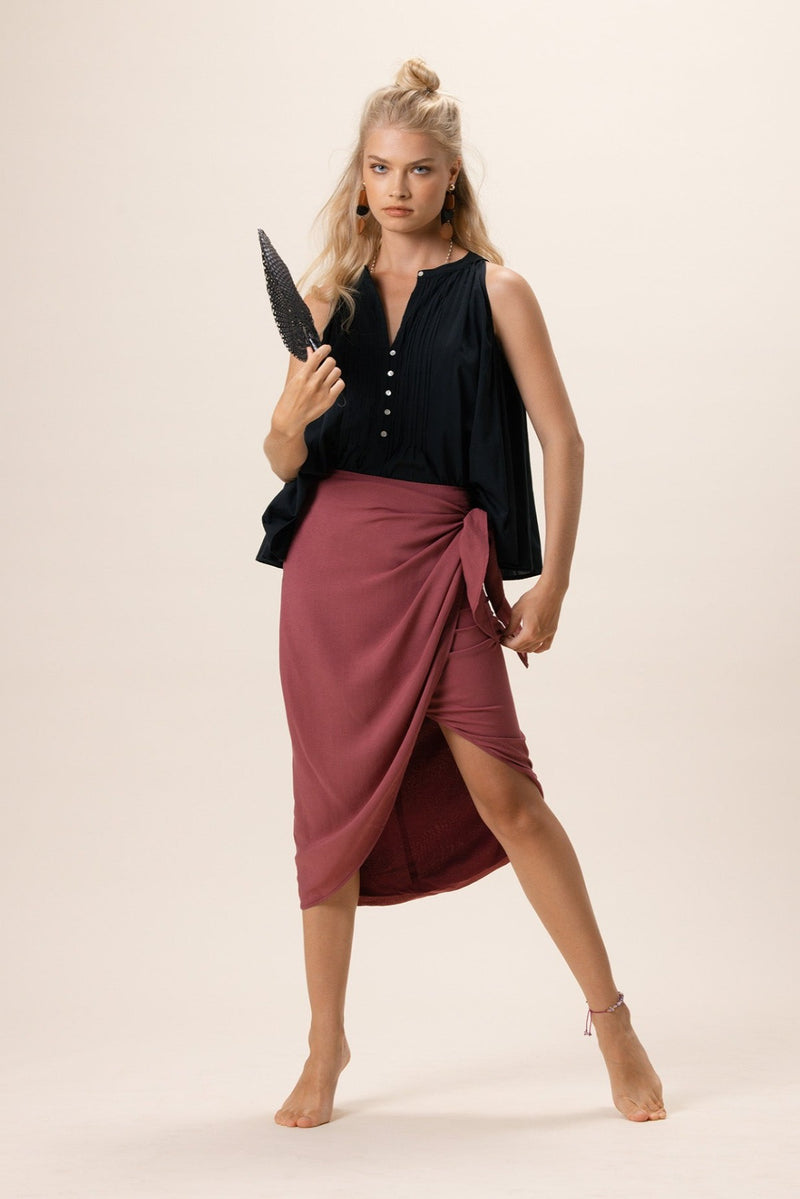 NOMADE ISLAND PRUNE SKIRT